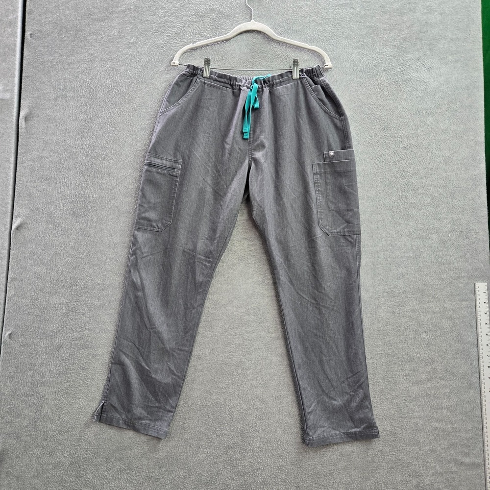 FIGS Women Scrub‎ Bottoms Large Petite Gray Yola Skinny Scrub Pants Drawstring